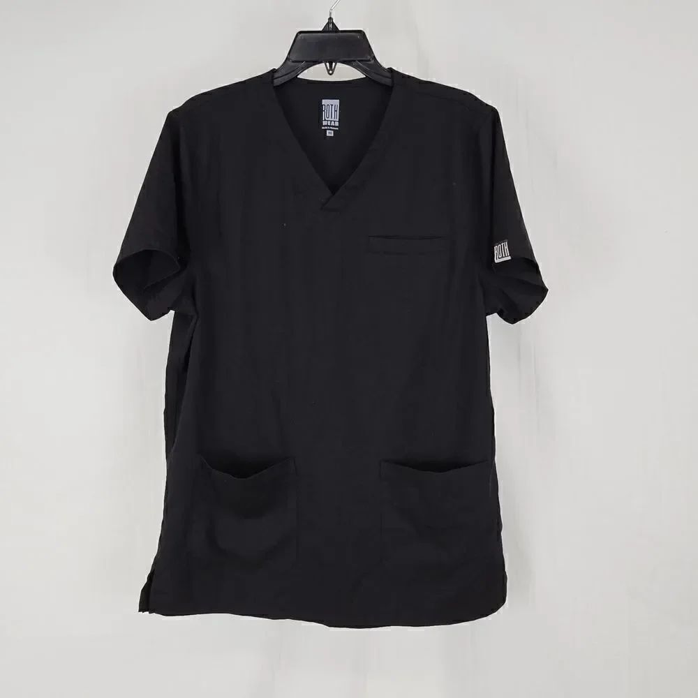 Roth Wear Men's Size Medium Black 3 Pocket Scrub Top